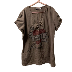 Guess sequins brown t-shirt large